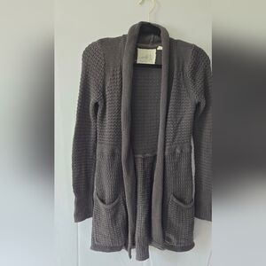 Anthropologie Angel Of The North Gray Knit Long Cardigan Sweater Size Small